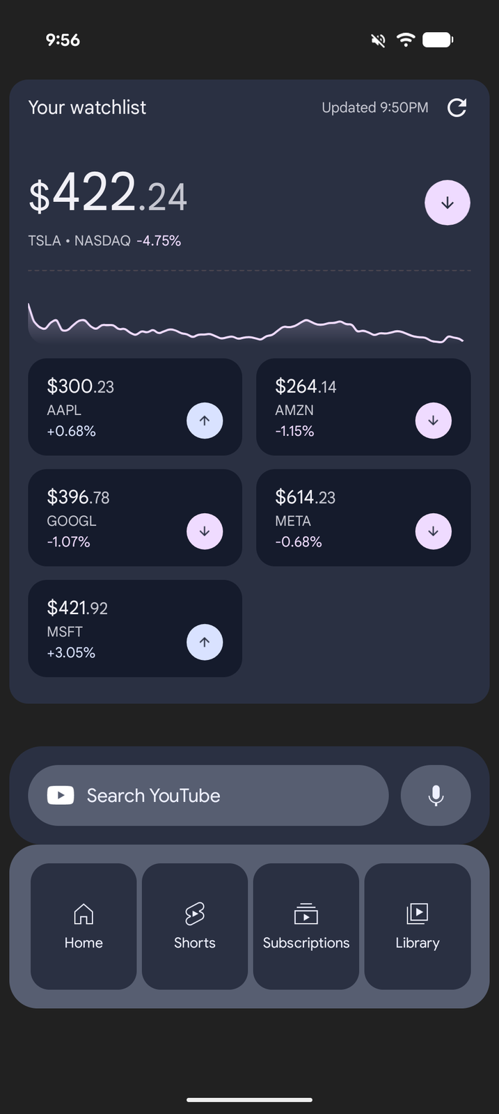 A Widget Page with Android widgets